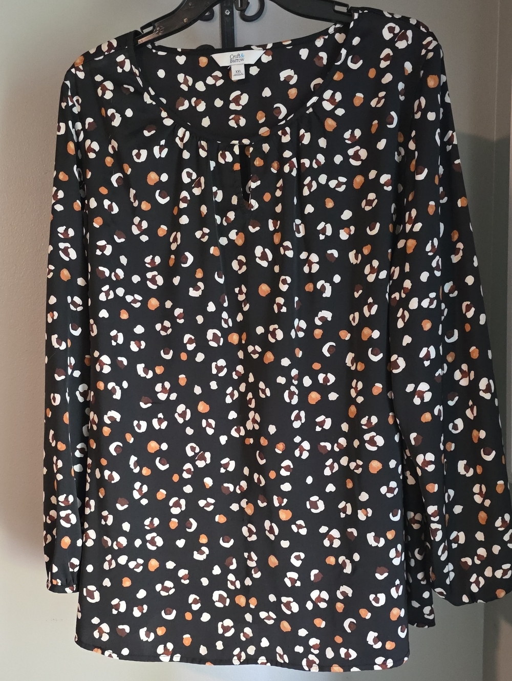 croft & barrow Black Leopard Dot Print Blouse Size XXL